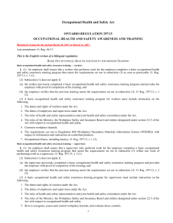Occupational Health and Safety Act - O. Reg. 297/13