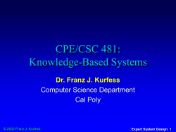 Knowledge-Based Systems - Cal Poly Computer Science Department