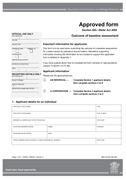 Outcome of baseline assessment - Department of Environment and