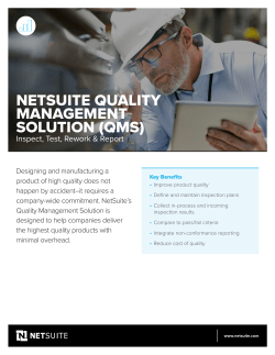 NETSUITE QUALITY MANAGEMENT SOLUTION (QMS)