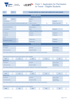 Form 1- Application for Permission to Travel
