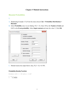Chapter 5 Minitab Instructions Binomial Probabilities