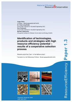 Identification of Technologies, Products and Strategies with High