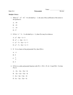 Math 30-1 Polynomials Review Package