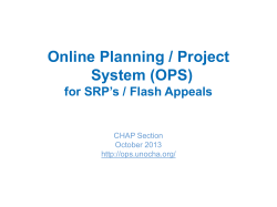Online Planning / Project System (OPS)