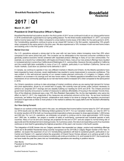 2017 Q1 Interim Report - Brookfield Residential