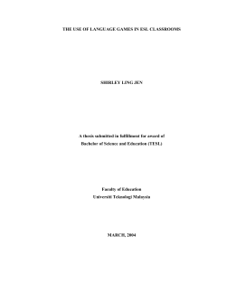 THE USE OF LANGUAGE GAMES IN ESL CLASSROOMS SHIRLEY