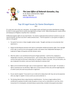 Top 10 Legal Issues for Game Developers