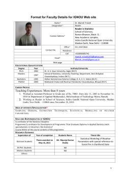 Format for Faculty Details for IGNOU Web site