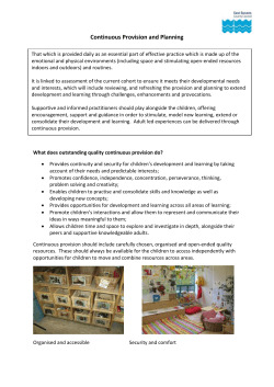 Continuous Provision and Planning