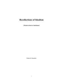 Recollections of Idealism - University of Pittsburgh