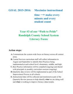 GOAL 2015-2016: Maximize instructional time &rarr;make every minute