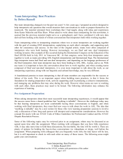 Team Interpreting: Best Practices by Debra Russell