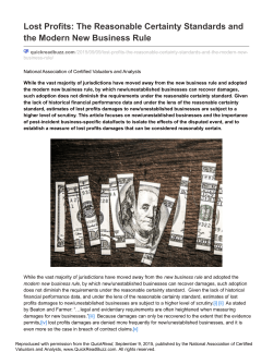 Lost Profits: The Reasonable Certainty Standards