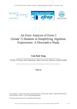 An Error Analysis of Form 2 (Grade 7) Students in Simplifying