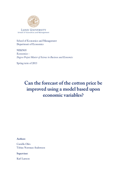 Can the forecast of the cotton price be improved using a model