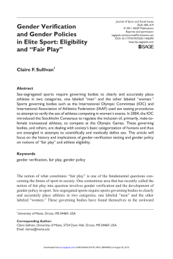 Gender Verification and Gender Policies in Elite Sport