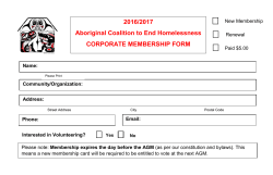 Corporate Membership - Aboriginal Coalition to End Homelessness