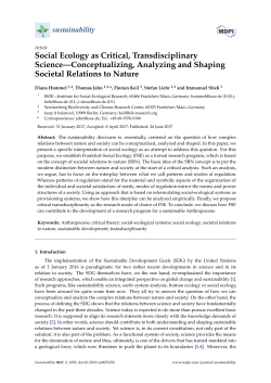 Social Ecology as Critical, Transdisciplinary Science