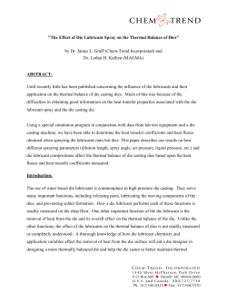 The Effect of Die Lubricant Spray on the Thermal - Chem