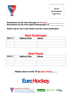 Nominations by the Team Manager of: (Team): Nominations by the