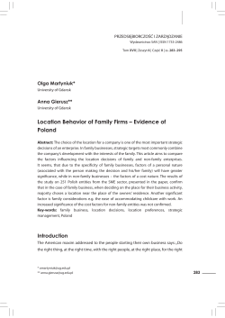 Location Behavior of Family Firms ² Evidence of Poland