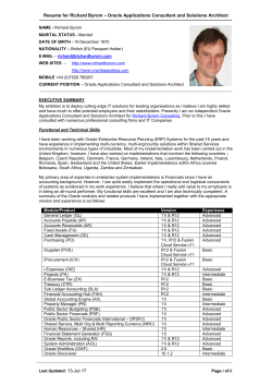 Oracle Applications Consultant and Solutions Architect