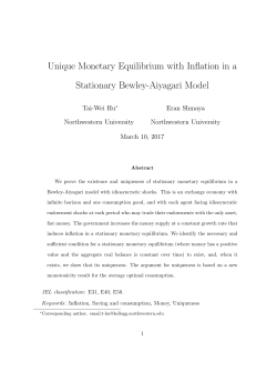 Unique Monetary Equilibrium with Inflation in a - Tai