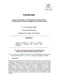 - The green- and social fundsystem in the Netherlands: Cooperation