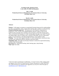 Play and learning Kolb JOCM final draft 07-14-08