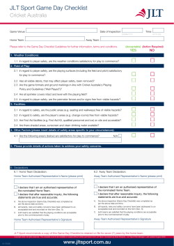 JLT Sport Game Day Checklist
