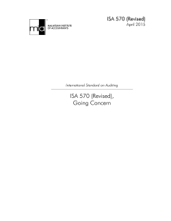 ISA 570 (Revised), Going Concern - Malaysian Institute of Accountants