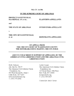 pdfArkansas v Fayetteville - ACLU Amicus Brief