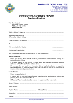 CONFIDENTIAL REFEREE`S REPORT Teaching Position