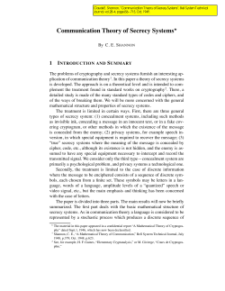 Communication Theory of Secrecy Systems
