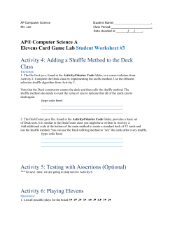 AP&reg; Computer Science A Elevens Card Game Lab Student