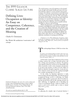 Defining Lives: Occupation as Identity