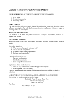 lecture 06: perfectly competitive markets