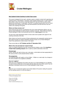 Cricket Wellington New Zealand Cricket Coaching A cricket Team