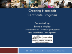 Associate Degrees granted by UA Wayne College Noncredit
