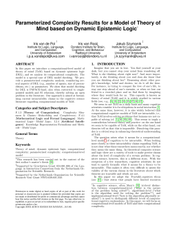 Parameterized Complexity Results for a Model of