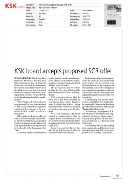 KSK board accepts proposed SCR offer