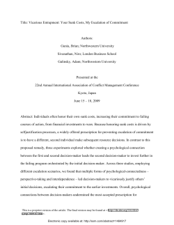 Title: Vicarious Entrapment: Your Sunk Costs, My Escalation of