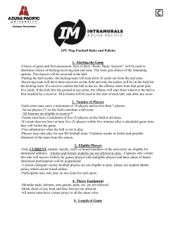 APU Flag Football Rules and Policies 1. Starting the Game