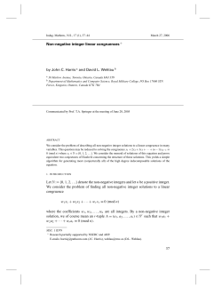 Non-negative integer linear congruences ,1,2,...} denote the non
