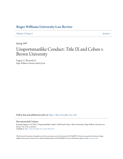 Unsportsmanlike Conduct: Title IX and Cohen v
