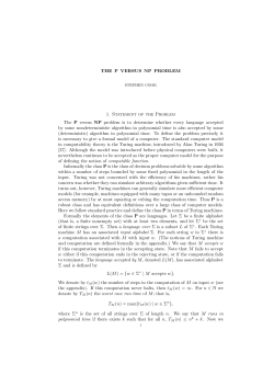 The P versus NP Problem - Clay Mathematics Institute