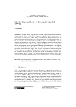Later Life Moves and Movers in Germany: An Expanded Typology