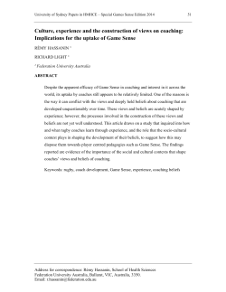 Implications for the uptake of Game Sense