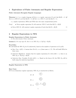 1 Equivalence of Finite Automata and Regular Expressions 2